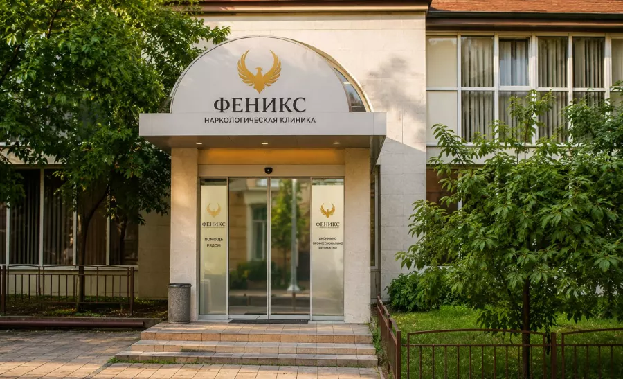 Вход в наркологическую клинику «Феникс» в Дюртюлях